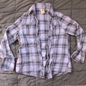 Carhartt Flannel periwinkle with Cinched back